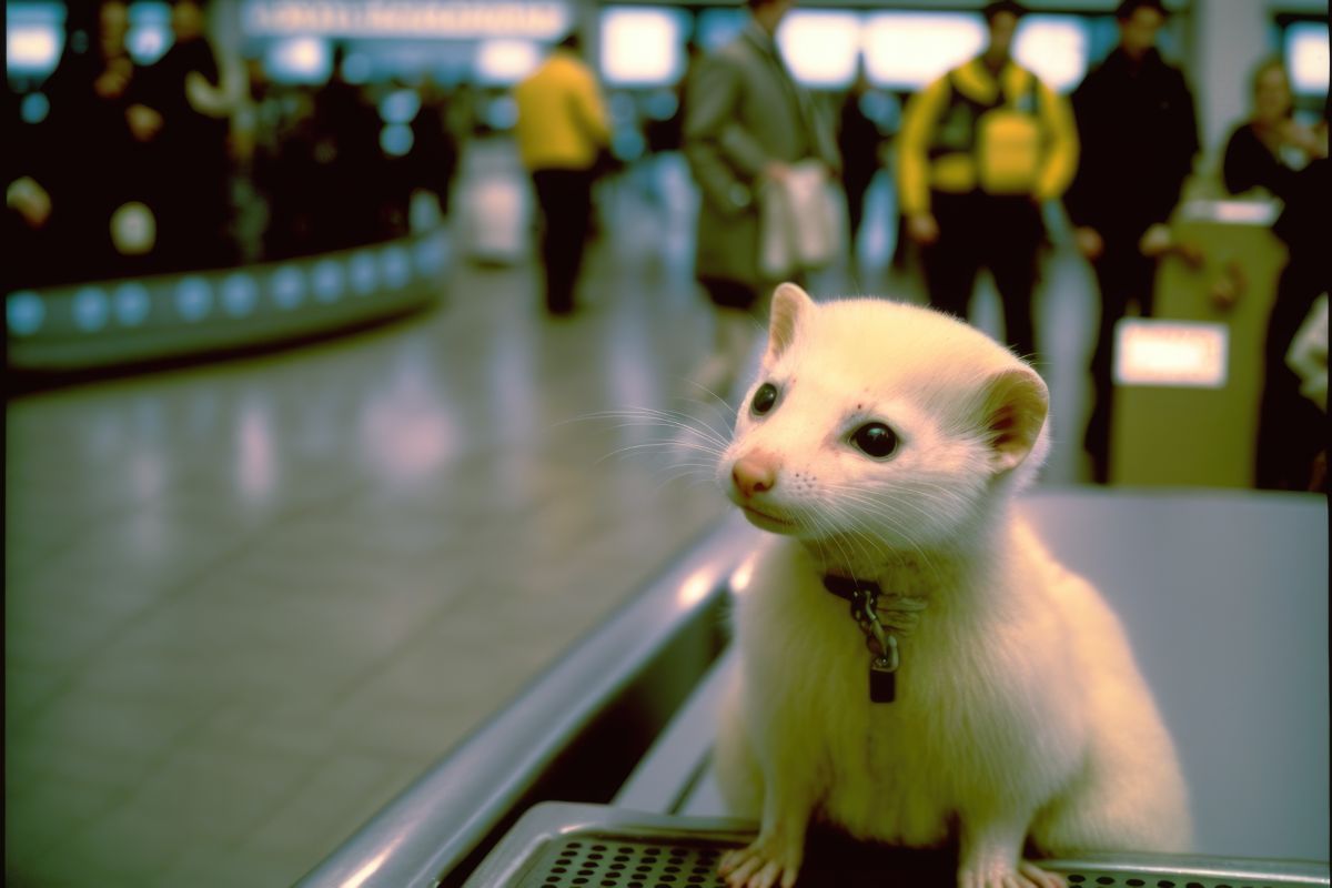 ferret at an airport