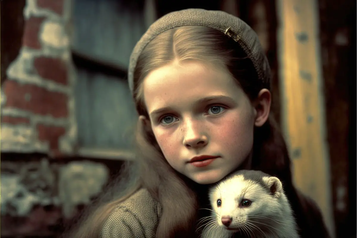 girl with ferret 1910s style
