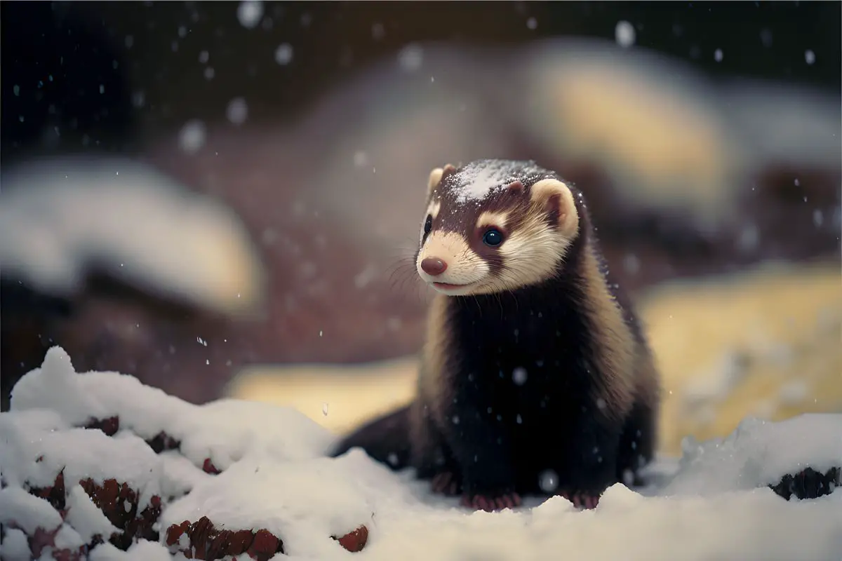 Ferret in the snow