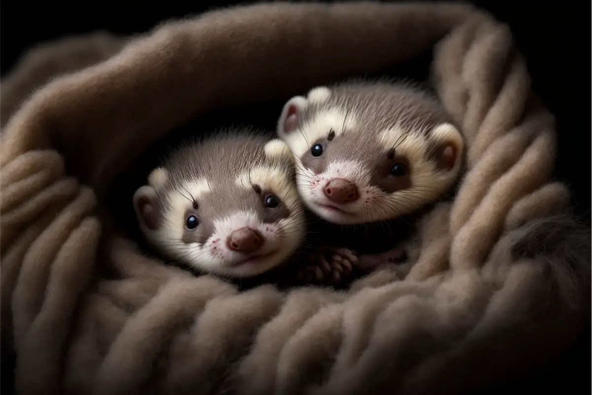 two ferret babies wrapped in a blanket