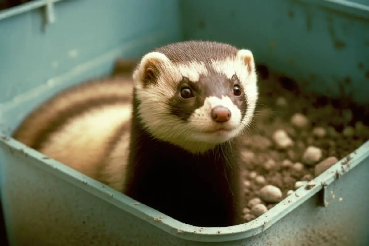 ferret in a litter box