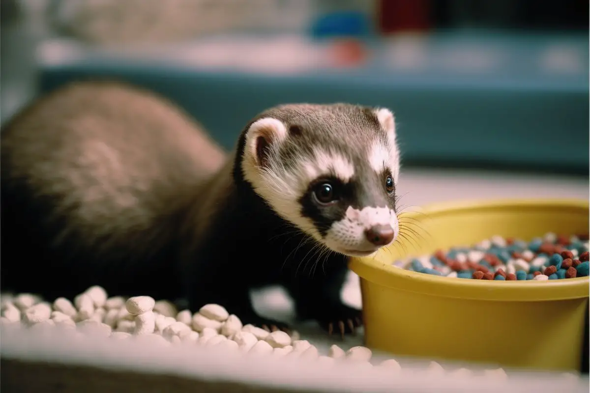 ferret getting ready to eat