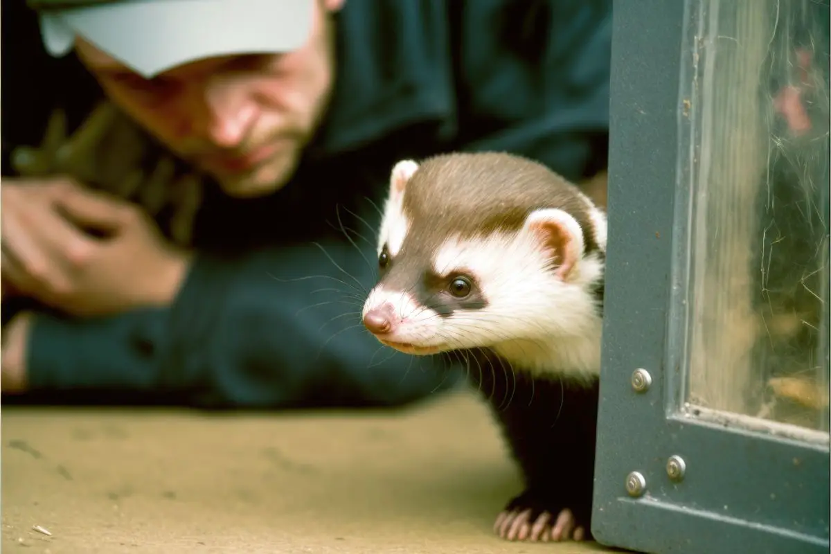 owner trying to train his ferret
