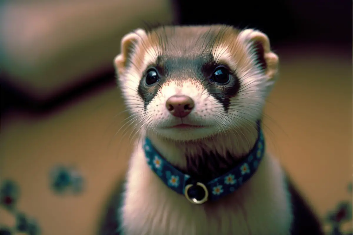 ferret wearing a collar