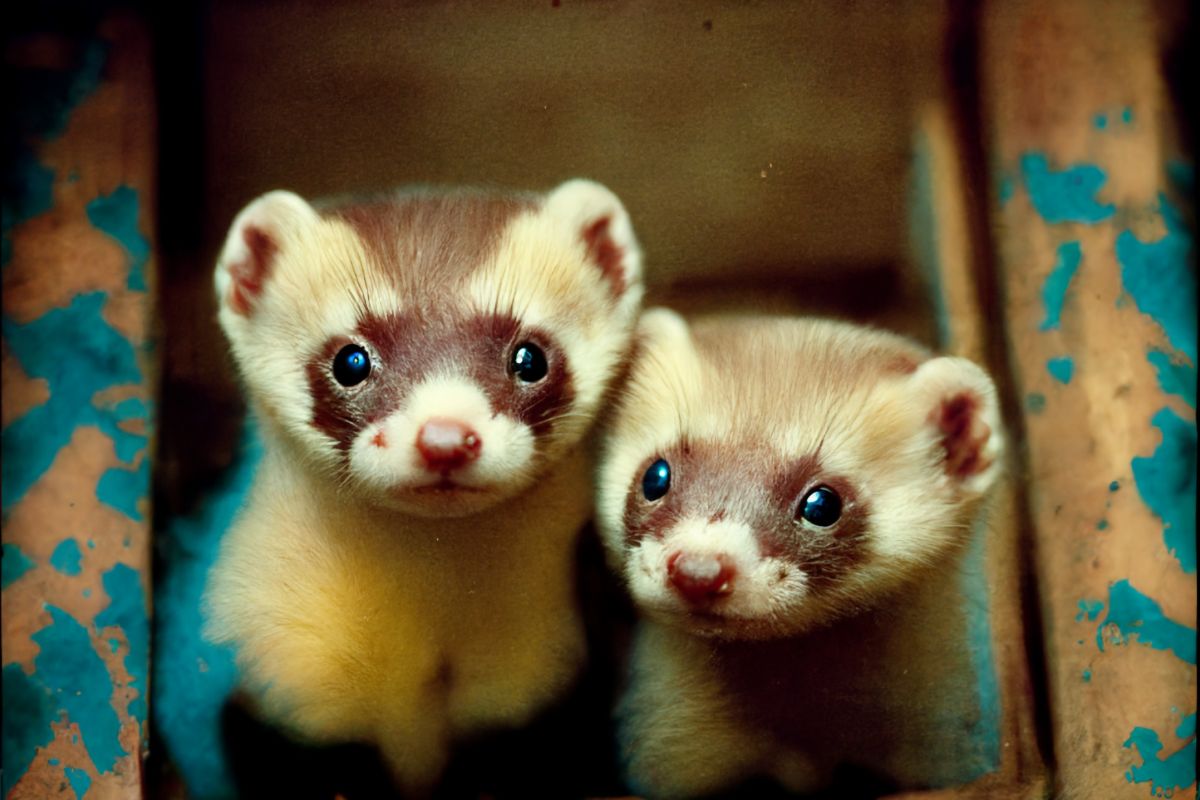 A male and a female ferret
