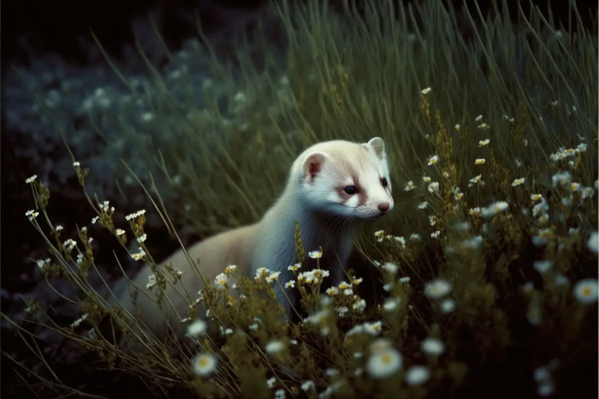 ferret hunting for a prey