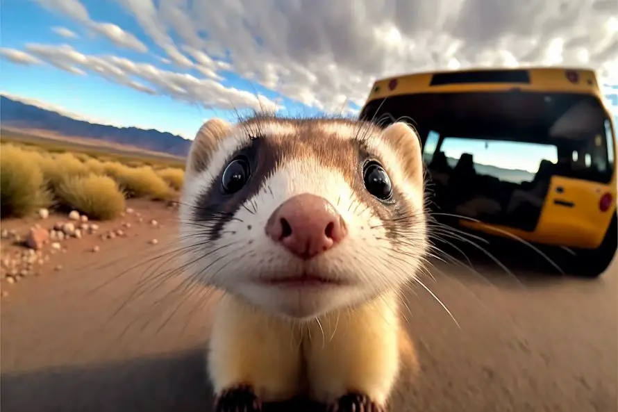 extreme close-up photo of a ferret