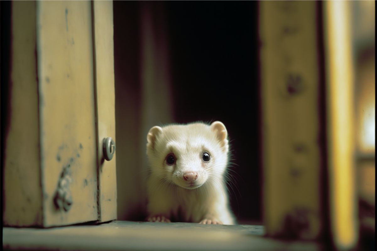 ferret looking out of a window