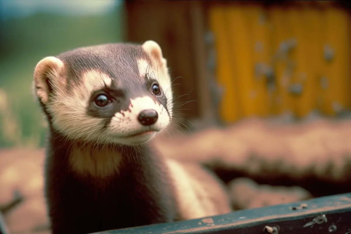 curious ferret outdoors