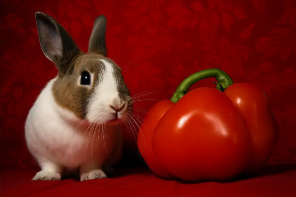 Pet rabbit and a bell pepper