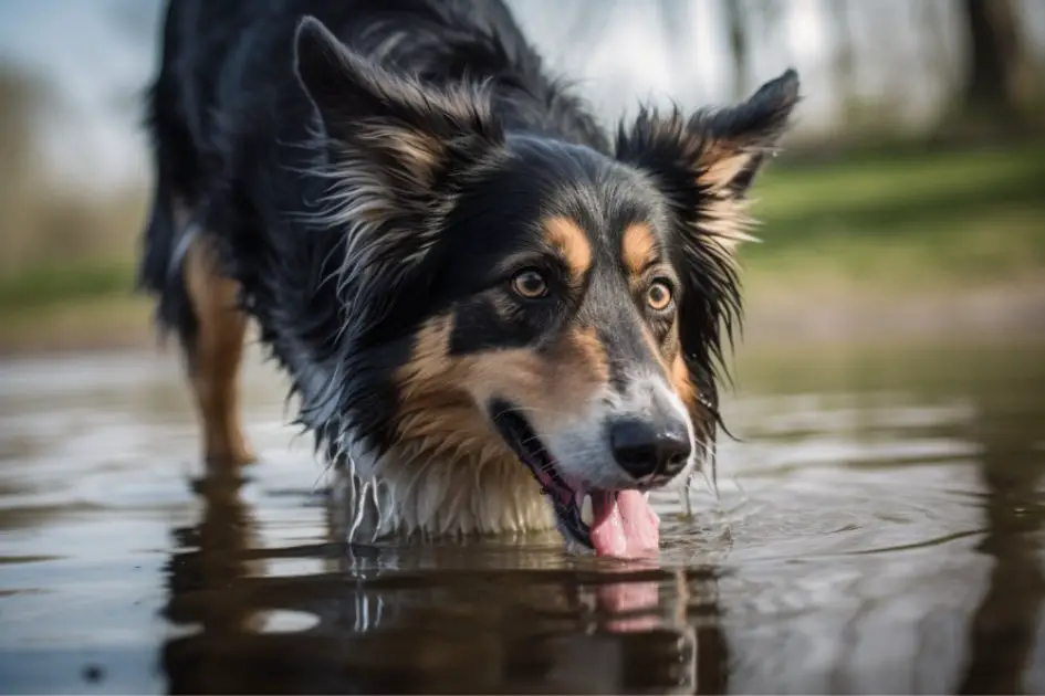 Dog drinking water