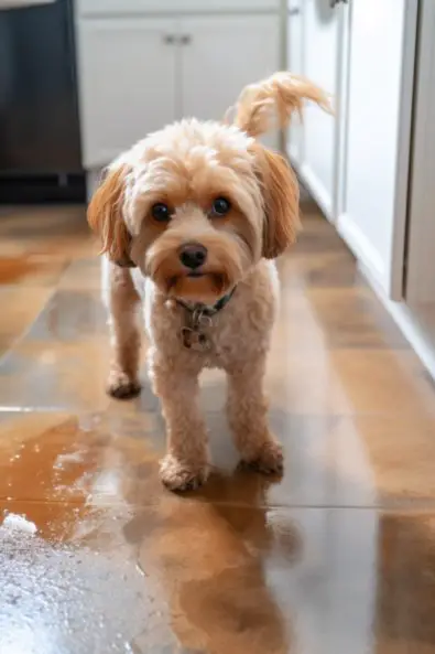 Dog has accidentally urinated on the kitchen floor